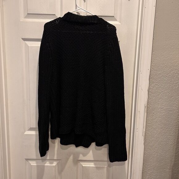 Lou & Grey Women's Cotton/Wool Black Chunky Knit Cardigan‎ Sweater Size Large - Picture 4 of 6